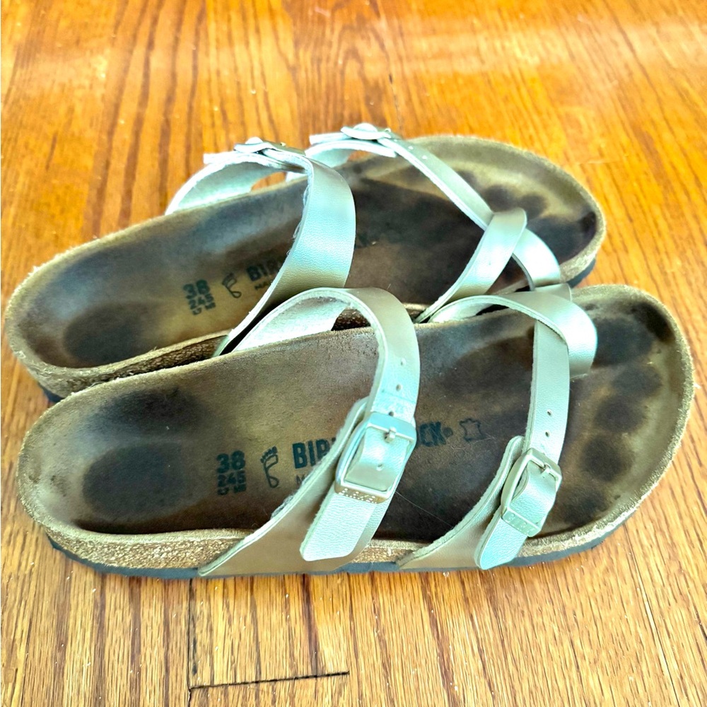 Birkenstock Silver Cross-Strap Sandals